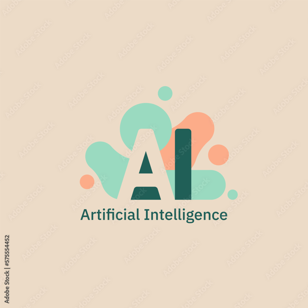 Poster Artificial intelligence and Machine learning concept logo. AI monogram initials letter text alphabet symbol. Neural networks and another modern technologies concept. Technology sci-fi concept. Vector
