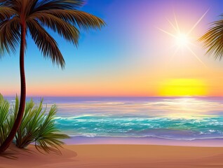 Fototapeta na wymiar Glorious Sunset at a Beach Paradise