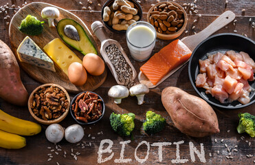 Composition with food products rich in biotin