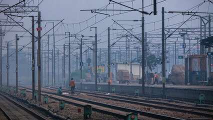 station in the morning