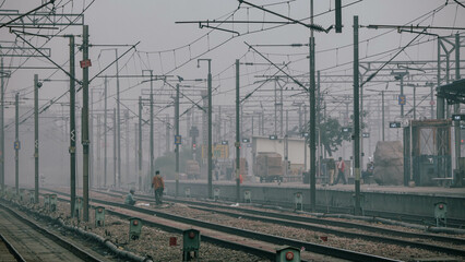 Fototapeta premium railway in the morning