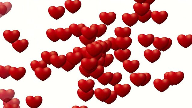 Red Vector Hearts on White Background Animation