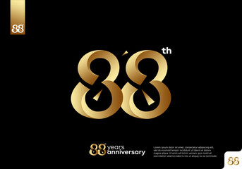 Number 88 gold logo icon design, 88th birthday logo number, 5th anniversary.