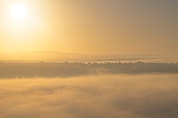Fototapeta premium Sunrise and Fog at Umbria, Italy