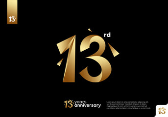 Number 13 gold logo icon design, 13rd birthday logo number, 13rd anniversary. © Artsetya