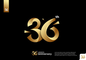 Number 36 gold logo icon design, 36th birthday logo number, 36th anniversary. - obrazy, fototapety, plakaty