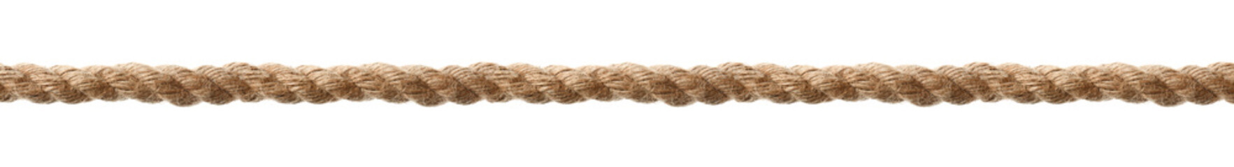 Long durable hemp rope on white background