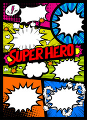 アメコミ風コマ割り素材 pop art comics book magazine, speech bubble, balloon, box message