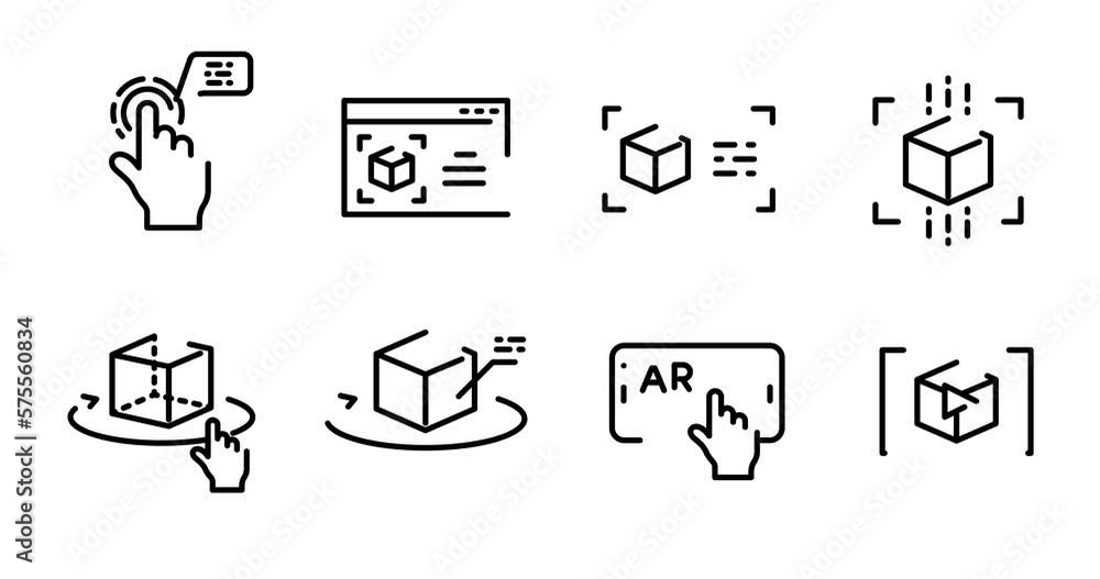 Aufkleber augmented reality animated outline icon set on white background. augmented reality 4k video animatio