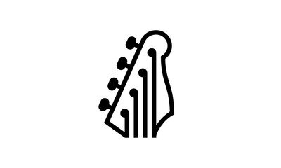 guitar strings vector icon outline style string instrument black on white background eps8