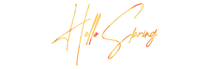 Hello Spring lettering phrase on blank background. Modern calligraphy inspirational quote. Vector illustration. 
