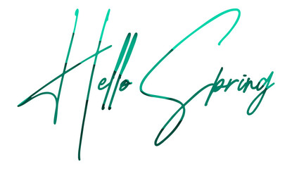 Hello Spring lettering phrase on blank background. Modern calligraphy inspirational quote. Vector illustration. 