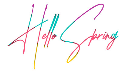 Hello Spring lettering phrase on blank background. Modern calligraphy inspirational quote. Vector illustration. 