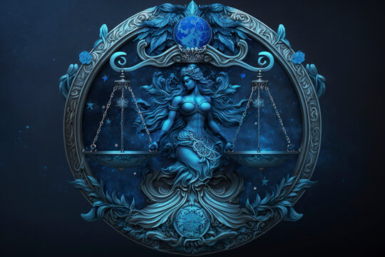 Libra zodiac symbol. Astrological stylized conceptual illustration.  Generative AI.