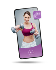 Professional service online on smartphone: personal trainer