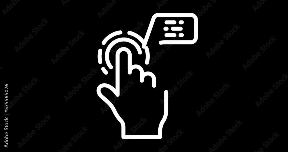 Poster augmented reality animated outline icon with alpha channel. touch screen info 4k video animation for