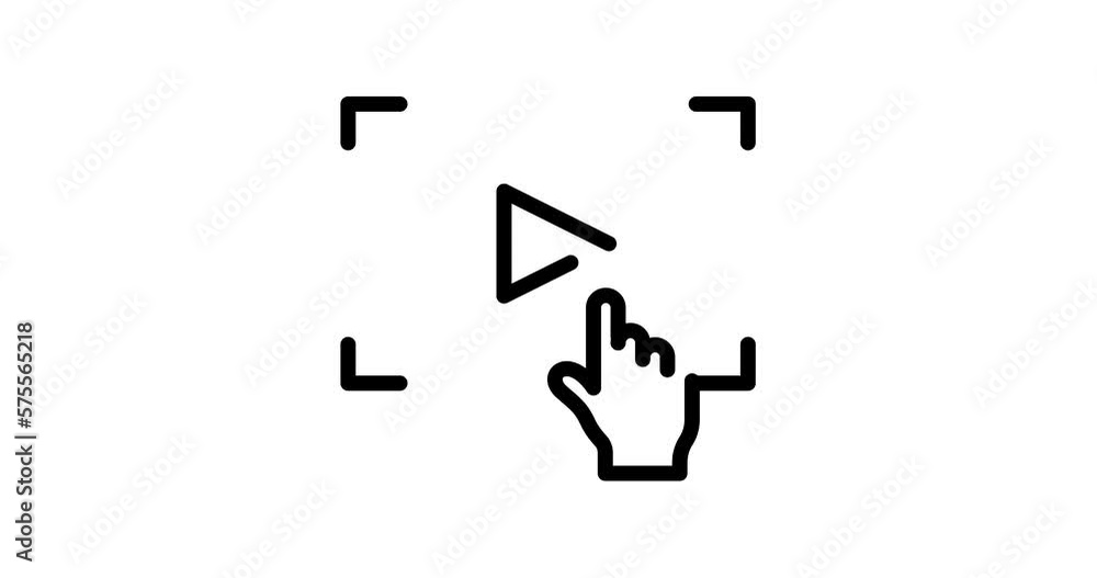 Poster play button animated outline icon on white background. play button 4k video animation for web, mobil