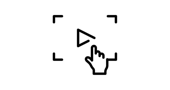 play button animated outline icon on white background. play button 4k video animation for web, mobile and ui design