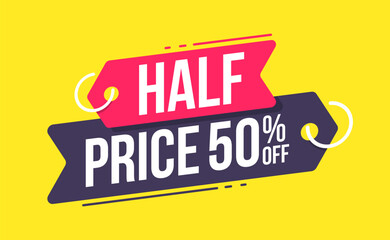 Half Price 50% Off Advertising Shopping Label