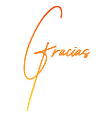 Gracias hand written lettering Thank you in Spanish language on blank background