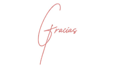 Gracias hand written lettering Thank you in Spanish language on blank background
