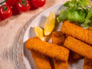 fish sticks, Fast finger food. top view