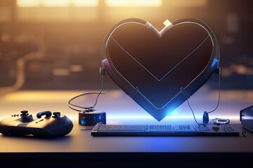 Connected Heart Shaped Technology Devices AI Generative