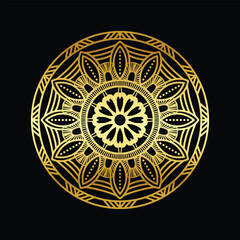Luxury ornamental mandala design background in gold color vector