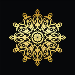 Luxury ornamental mandala design background in gold color vector