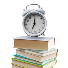 Vintage alarm clock ringing and pile of books: back to school concept