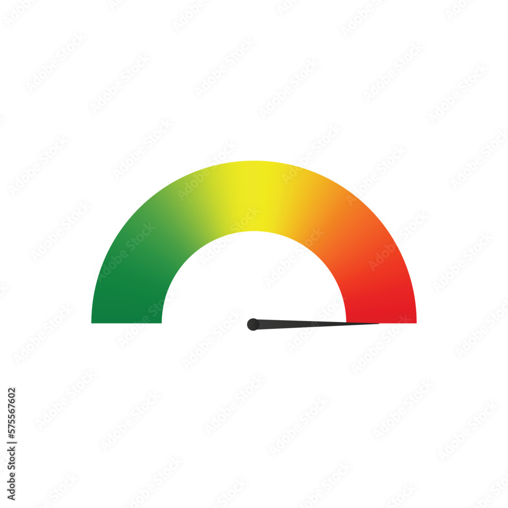 Poster measuring scale indicator. gauge with color dial showing