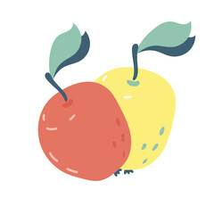 Vector illustration set of apples.Red and yellow apples.