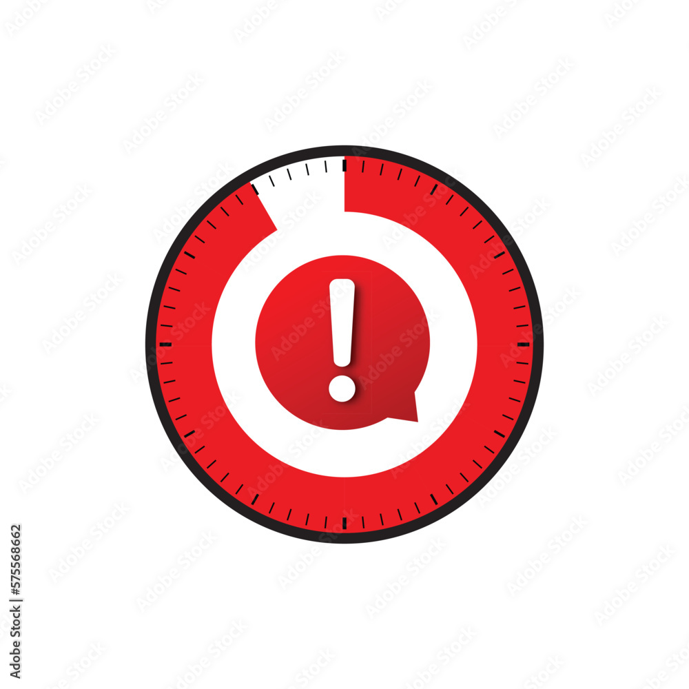 Poster red gauge with scale and exclamation point