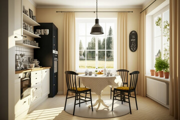 Fototapeta na wymiar Modern classic kitchen interior design, super photo realistic background, generative ai
