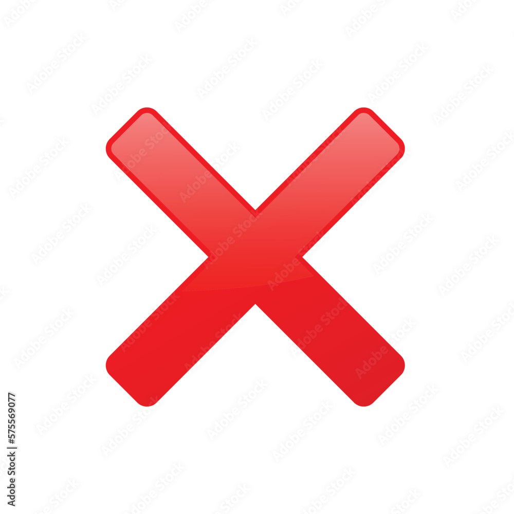 Aufkleber red cross check mark. rejection and no voting symbol