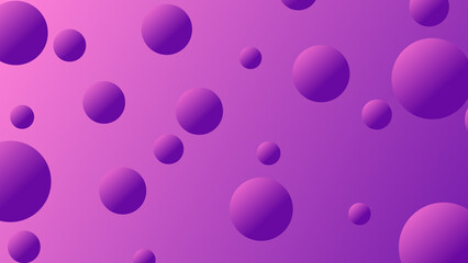 Flying abstract illustration of purple ball on pink and purple background. Beautiful floating shiny purple ball. Use images in entertainment, fashion and cosmetics advertising.