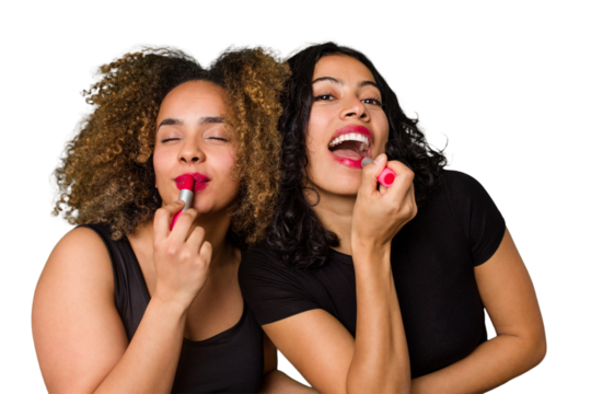 Two best friends, an Afro and Latina, get ready for a night out, laughing and having a great time while getting glam.
