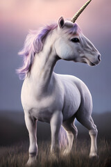 Plakat Cute Unicorn horse, horn animal fantasy.Generative AI 