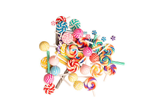 Colored lollipop isolated on white background