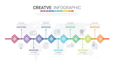 Vector Infographic label design with icons and 8 options or steps, Infographics for business concept, Can be used for presentations banner, workflow layout, process diagram.