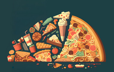 Junk Food Colorful Pile Flat