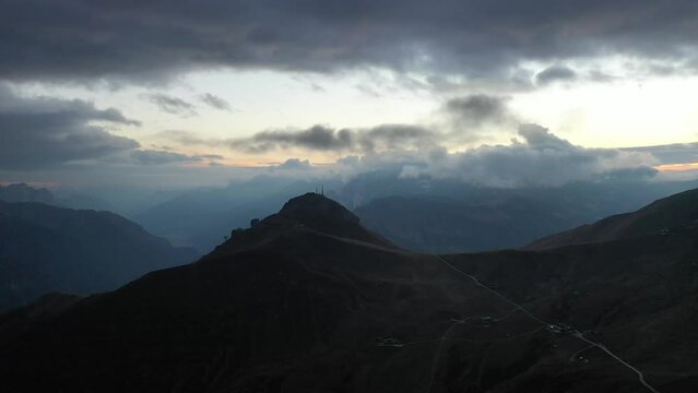 Aerial video of Monte Re Gosla in the Italian Dolomites (Passo Gio)