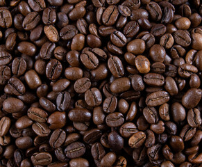 Closeup of roasted coffee beans