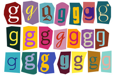 Alphabet g - vector cut newspaper and magazine letters, paper style ransom note letter