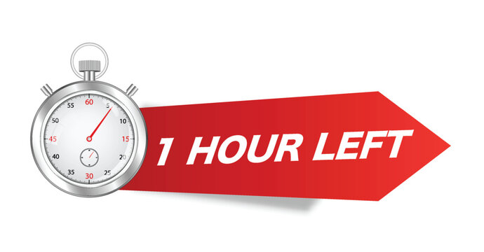 Red advertising banner one hour left