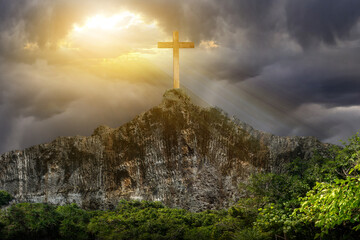 Christian Cross on the rock