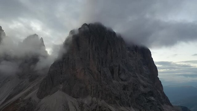 Aerial video of Monte Re Gosla in the Italian Dolomites (Passo Gio)