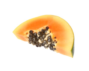 Fresh ripe papaya slice isolated on white