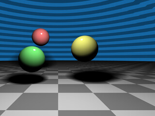 3d render balls in empty room