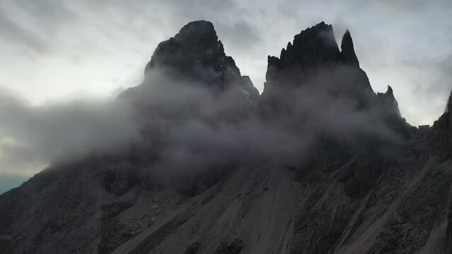 Aerial video of Monte Re Gosla in the Italian Dolomites (Passo Gio)
